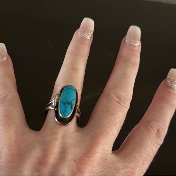 Vintage Taxco Mexico Turquoise Ring | Sterling Silver 925 Size 10 Southwestern - Picture 7 of 7